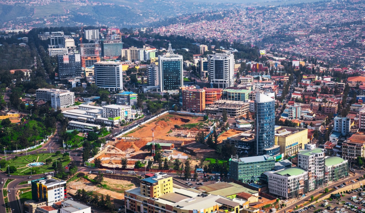 Aerial view of Kigali City, the capital of Rwanda, after the reconstruction of the country after the liberation of Rwanda. File