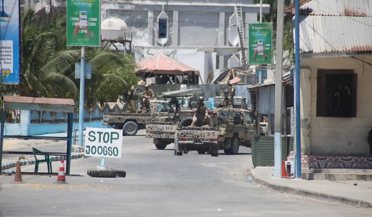 Security forces are dispatched to the scene after bomb and armed attack on a hotel which is close to the Presidential Palace, organized by al-Shabaab terrorist group in Mogadishu, Somalia on March 15, 2024. 