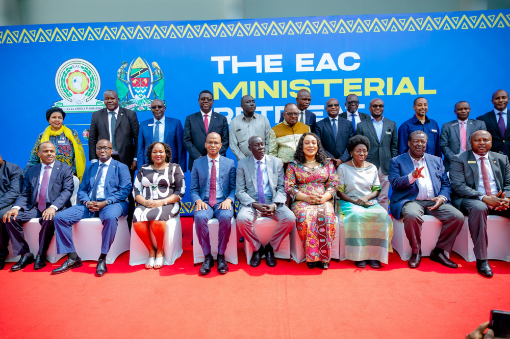 Delegates pose for a photo at the beginning of the East African Community (EAC) Ministerial Retreat in Zanzibar, Tanzania, on July 6. The retreat that was mean to, among others, consider the worsening security situation in eastern DR Congo.