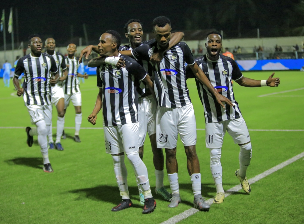 APR FC players celebrate  attacker Victor Mbaoma&#039;s goal  as APR FC beat Singida FC 1-0 during their first game in Group C of the 2024 CECAFA Kagame Cup in Tanzania on Tuesday, July 9. Courtesy