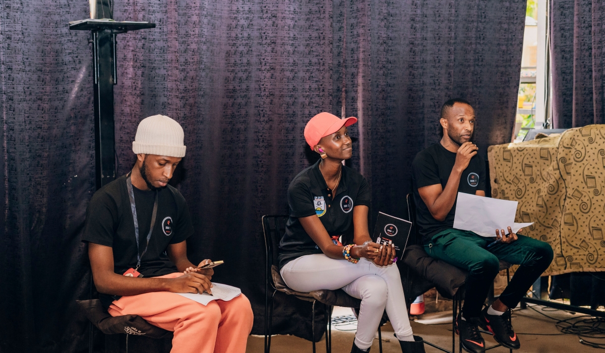 Rwandan top model, Sandrine Mucyo (C), the brains behind The Stage Fashion Showcase, leads the jury during a past casting exercises at Institut Francais. Courtesy 