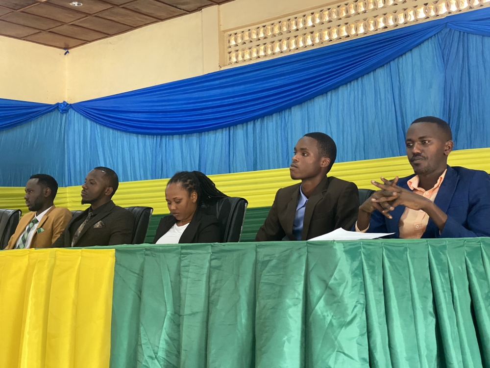 Candidates vying for the two seats reserved for the youth in Parliament during their campaign in Karongi District  on Wednesday, July 10. Courtesy
