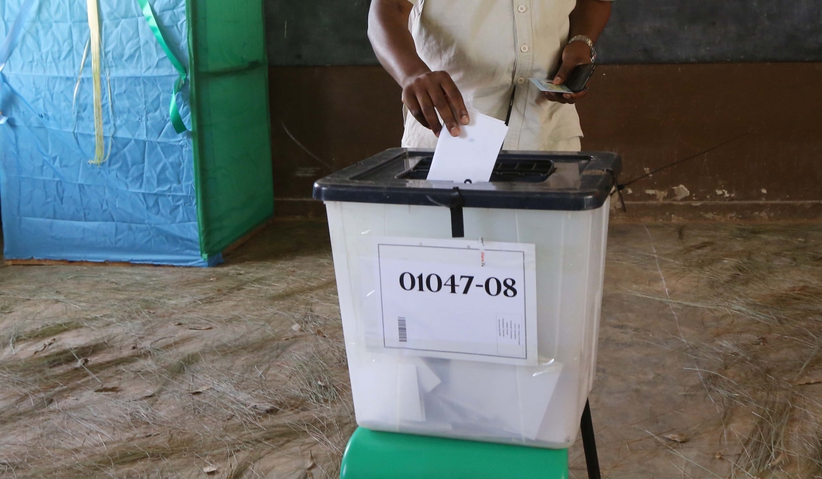 A voter casts his vote during the previous presidential elections in 2017. Rwandans will go to the polls on July 14-16, to elect the President and Members of Parliament. Photo by  Sam Ngendahimana