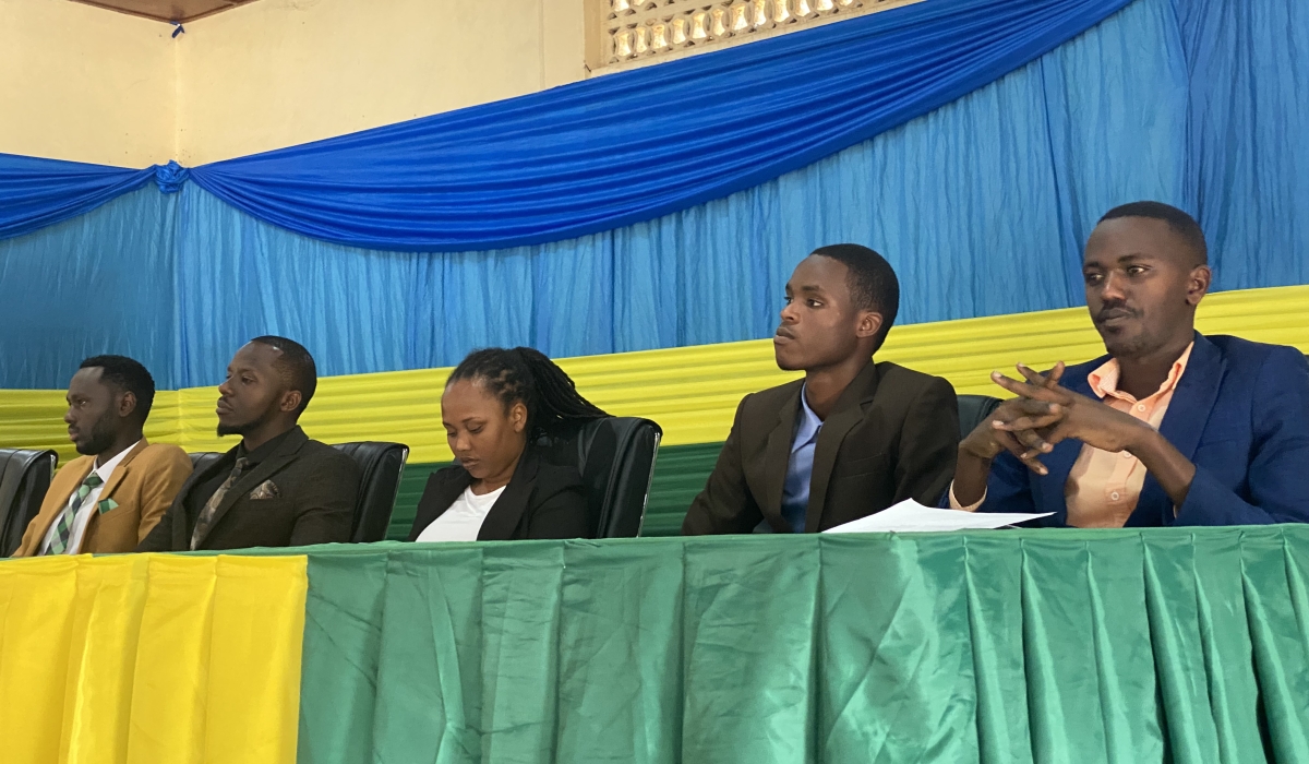 Candidates vying for the two seats reserved for the youth in Parliament during their campaign in Karongi District  on Wednesday, July 10. Courtesy