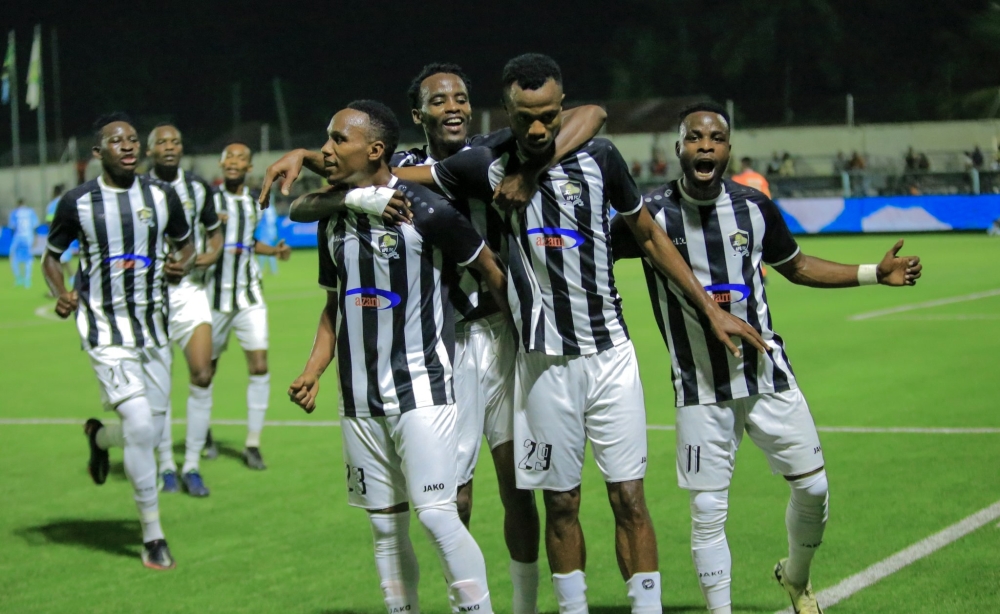 APR FC players celebrate  attacker Victor Mbaoma&#039;s goal  as APR FC beat Singida FC 1-0 during their first game in Group C of the 2024 CECAFA Kagame Cup in Tanzania on Tuesday, July 9. Courtesy