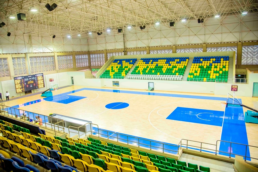 Inside view of the newly revamped Petit Stade Basketball court in Remera. Petit Stade indoor facility is set to resume hosting competitions, starting with the 2024 Liberation Day volleyball tournament slated for July 26. Courtesy