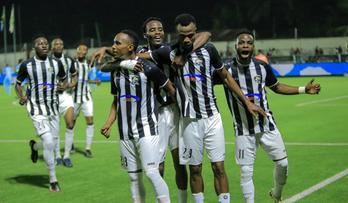 APR FC players celebrate  attacker Victor Mbaoma&#039;s goal  as APR FC beat Singida FC 1-0 during their first game in Group C of the 2024 CECAFA Kagame Cup in Tanzania on Tuesday, July 9. Courtesy