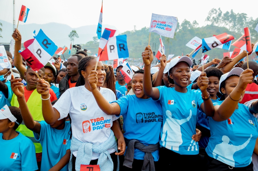 Young Rwandans during an RPF presidential campaign. The youth make the biggest voting block. Courtesy