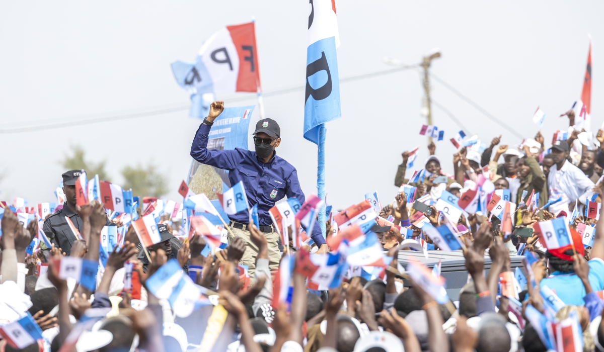 RPF-Inkotanyi presidential candidate Paul Kagame during the campaign in Gicumbi on July 9. Photo by Oliver Mugwiza 