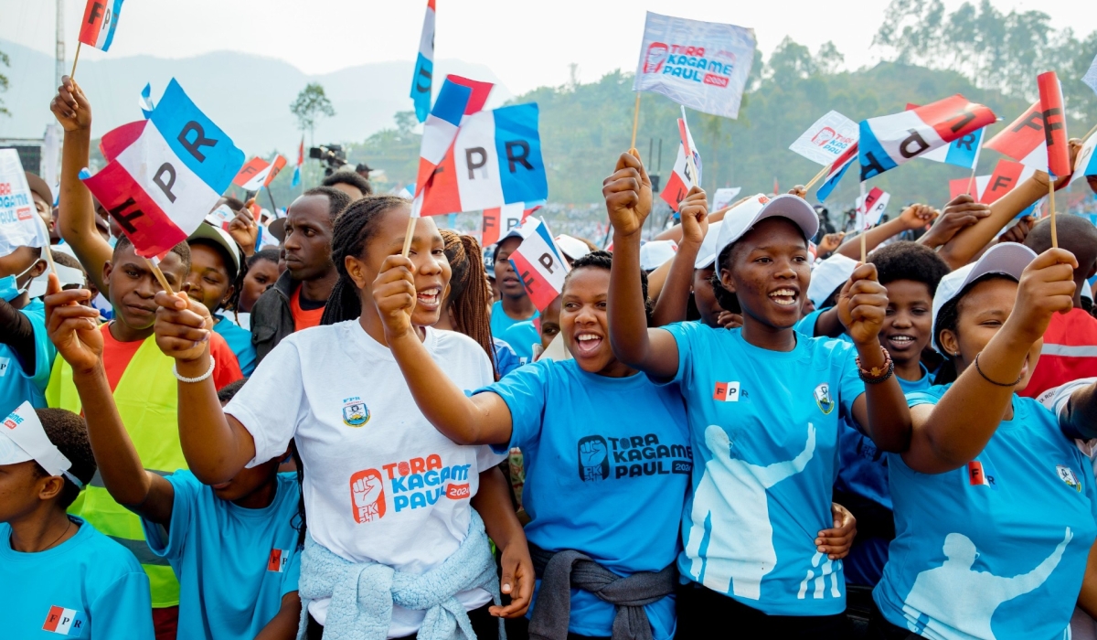 Young Rwandans during an RPF presidential campaign. The youth make the biggest voting block. Courtesy