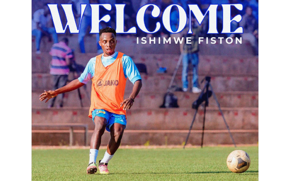 Rayon Sports new signing Fiston Ishimwe during a training session. The winger signed for the Blues on a two-year deal. Courtesy