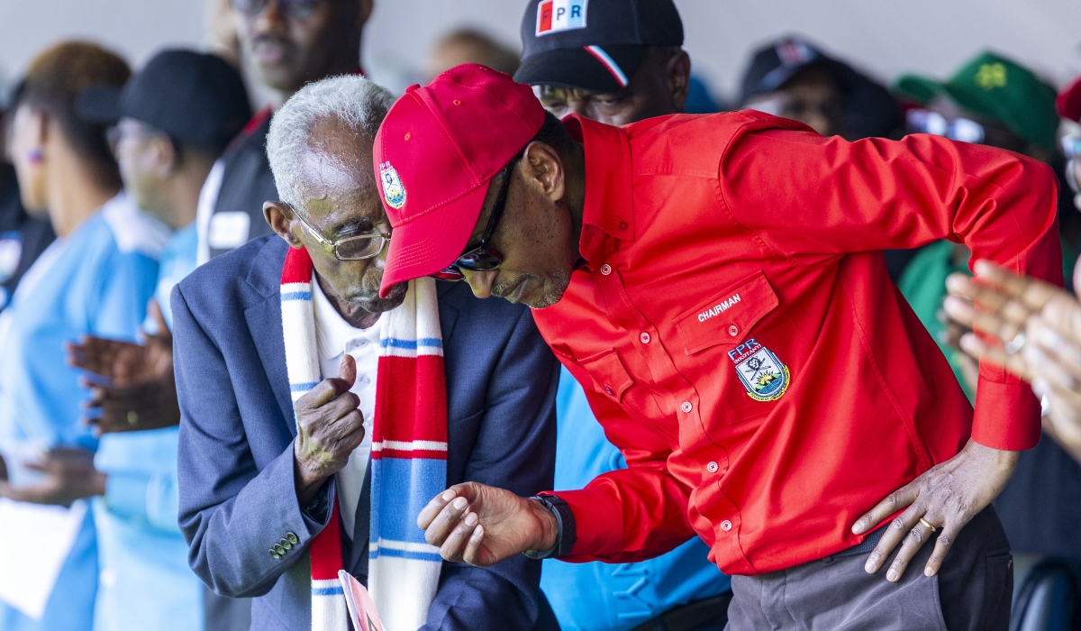 With a clenched fist and a scarf in RPF colours, this senior citizen looked the part as he whispered something in incumbent President Kagame&#039;s ear during the latter&#039;s campaign rally in Kirehe on July 2.