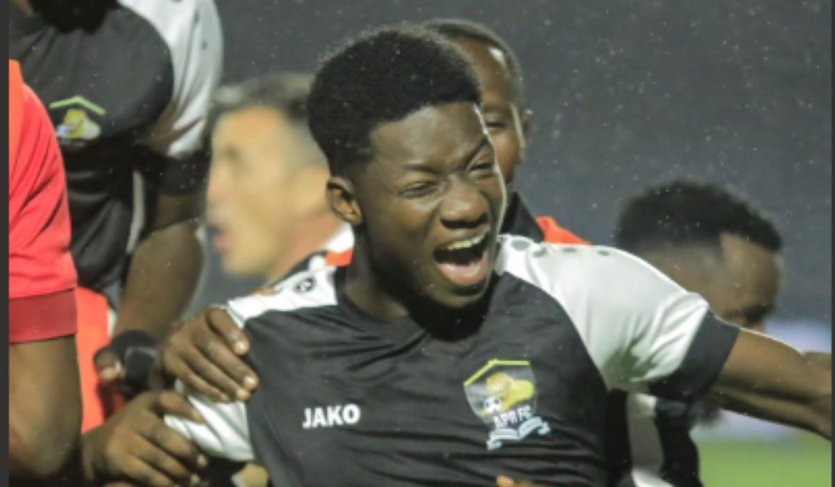 Goalscorer Mamadou Bentiu in celebration after opening hia goal account at APR FC since joining last week-courtesy