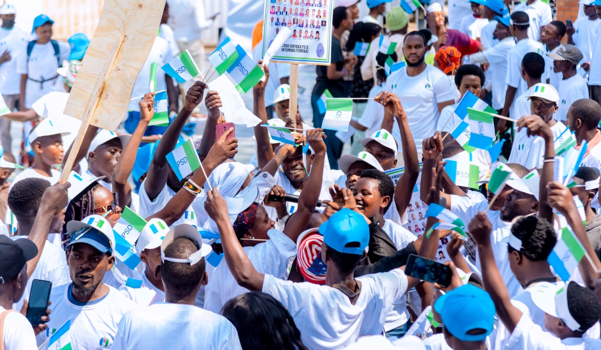 PSD members during the final campaign at Club Rafiki in Nyarugenge District on Saturday, July 13. Courtesy