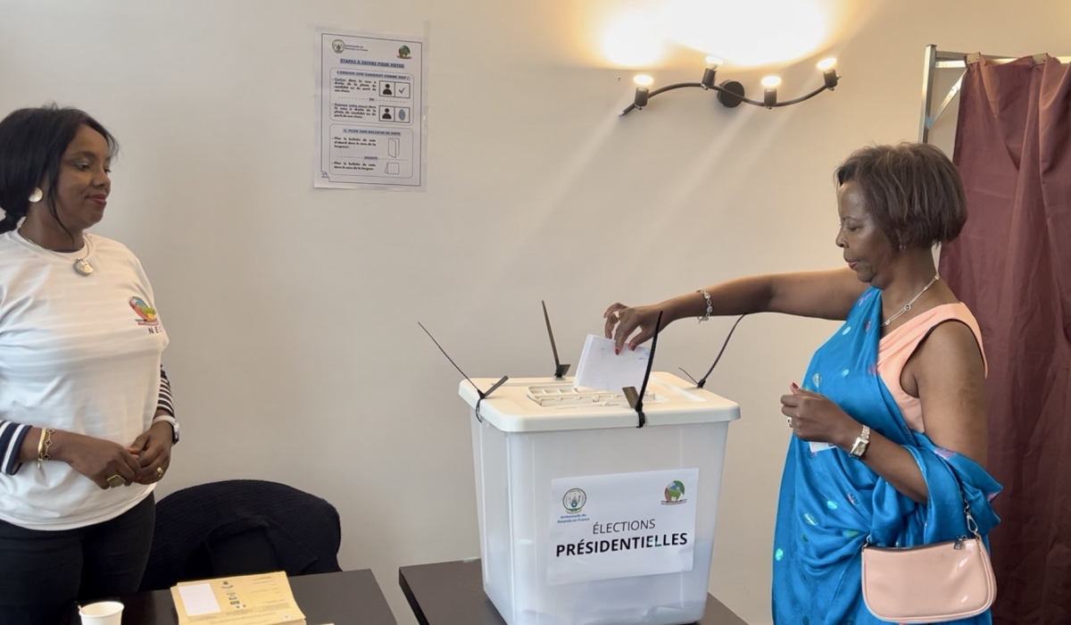 International Organisation of La Francophonie (OIF)  Secretary General Louise Mushikiwabo casts her vote during the presidential and parliamentary elections in France on Sunday, July 14. Courtesy