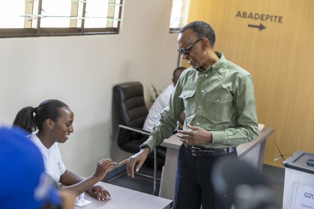 Incumbent President Paul Kagame  the 99.1 percent votes garnered in the presidential elections on Monday July 15. Photo by Olivier Mugwiza