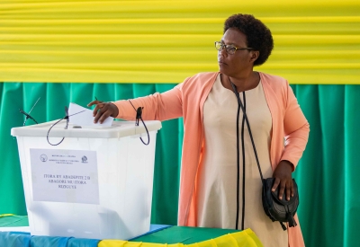 A member of electoral college casts her vote on July 16. NEC on July 18 announced provisional election results for Members of Parliament (MPs) representing  women. Dan Gatsinzi