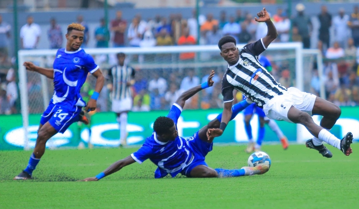 APR FC player vies for the ball against Al Hilal Omdurman players during a 5-4 penalty shootout match to qualify for CECAFA Kagame Cup finals. Courtesy