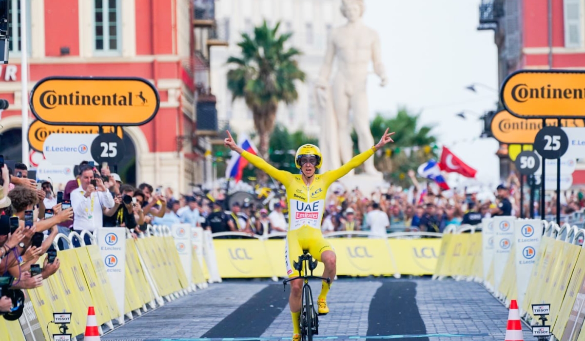 UAE Team Emirates rider Tadej Pogacar sealed a sensational Tour de France-Giro d&#039;Italia double by winning the stage 21-time trial into Nice on Sunday- Photo courtesy