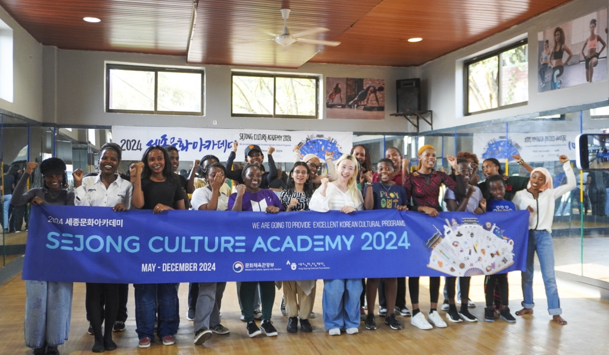 Participants and trainers of a K-pop idol during a training class led by a renowned instructor from Seoul in Kigali on Saturday. Courtesy