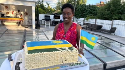 Rwandan Ambassador to Sweden Diane Gashumba during the celebration of Rwanda&#039;s Liberation Day  on the evening of Saturday, July 20. Courtesy