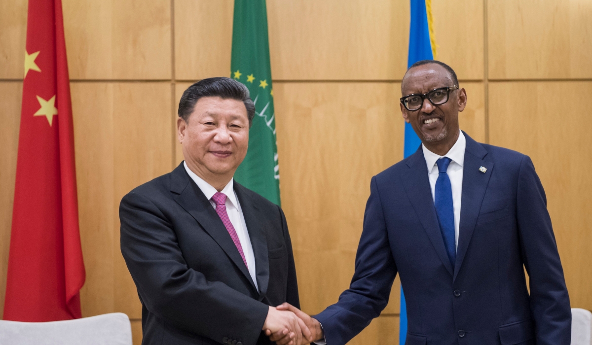 Chinese President Xi Jinping meets President Paul Kagame during his visit in Rwanda on July 22,  2018. Photo by Village Urugwiro