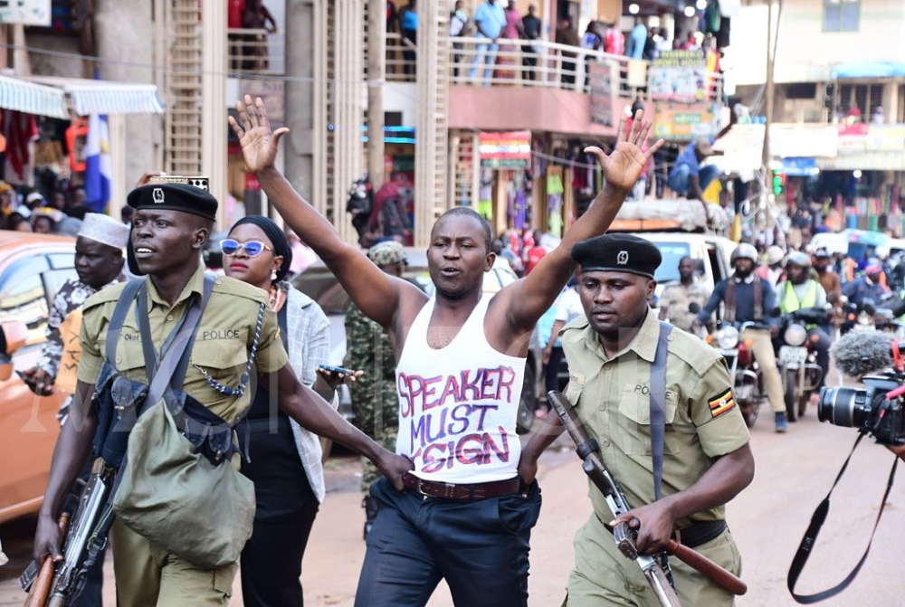 Heavy Police Presence in Kampala, Uganda; several protesters arrested while attempting to march to Parliament to protest against corruption. Internet