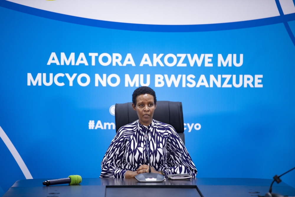 According to the National Electoral Commission chairperson Oda Gasinzigwa, number of women in Rwanda’s lower house of parliament rises to 63.8%. Photo by Emmanuel Dushimimana