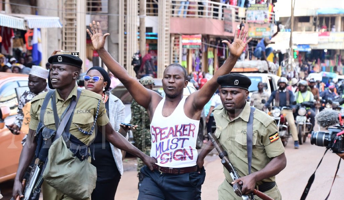 Heavy Police Presence in Kampala, Uganda; several protesters arrested while attempting to march to Parliament to protest against corruption. Internet