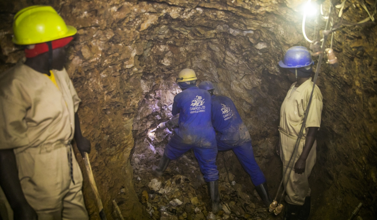 Miners on duty at Mageragere mining site. Rwanda has formalised a strategic partnership with Rio Tinto Minerals Development Limited. Photo by Olivier Mugwiza