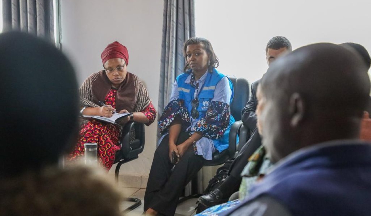 UN Under-Secretary-General and Special Advisor to UN Secretary-General on the Prevention of Genocide, Alice Wairimu Nderitu (L), listens and takes notes, on Tuesday, July 23, as Congolese refugees at Nkamira Transit Centre in Rwanda’s Western Province recount heartbreaking stories of violence and unimaginable hardships in their country. Courtesy