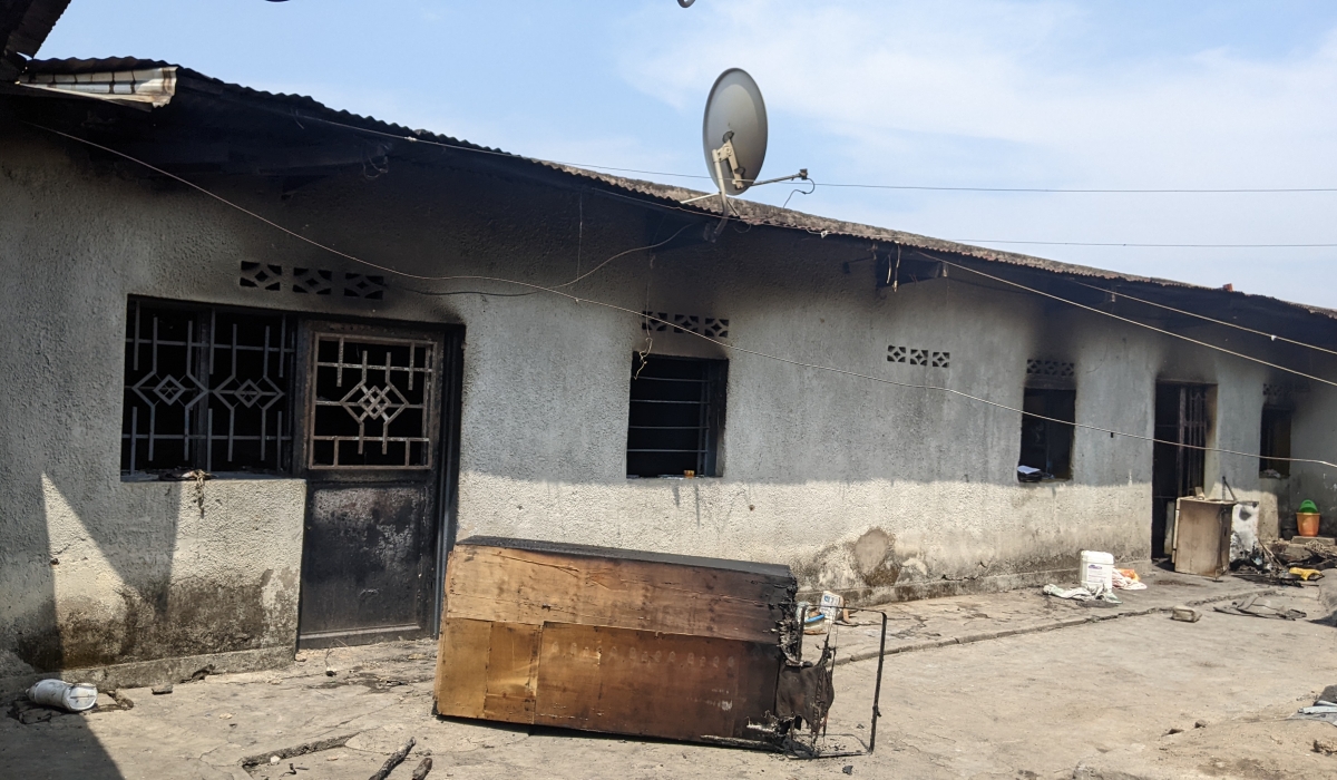 A residential home destroyed by a fire outbreak in Rubavu town on July 24. All photos by Germain Nsanzimana 