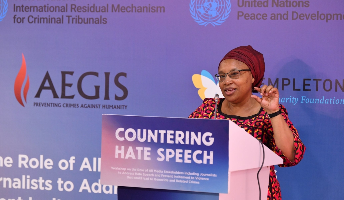 Alice Wairimu Nderitu, the UN Under-Secretary-General and Special Advisor to UN Secretary-General on the Prevention of Genocide delivers her remarks in Kigali on July 26.