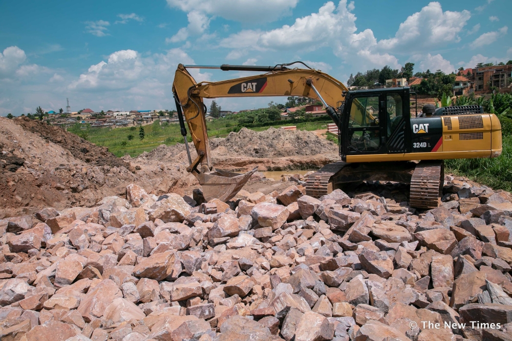 Road construction works at Nyabisindu in Gasabo. Nyabisindu is among settlements where Kigali City  plans to commence drainage construction. Crai Bahizi