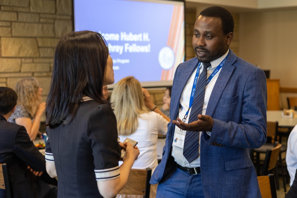 Jean-Paul Ibambe, a Rwandan human rights lawyer interacts with a participant during a recent conference. Courtesy