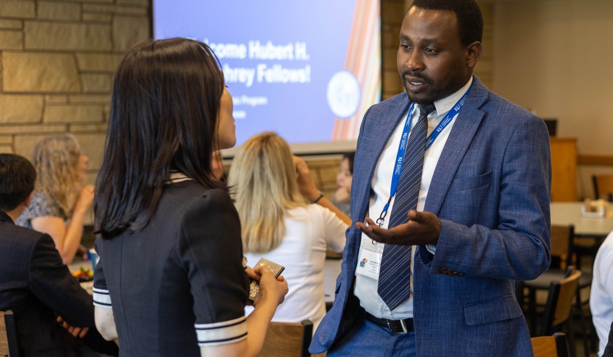 Jean-Paul Ibambe, a Rwandan human rights lawyer interacts with a participant during a recent conference. Courtesy