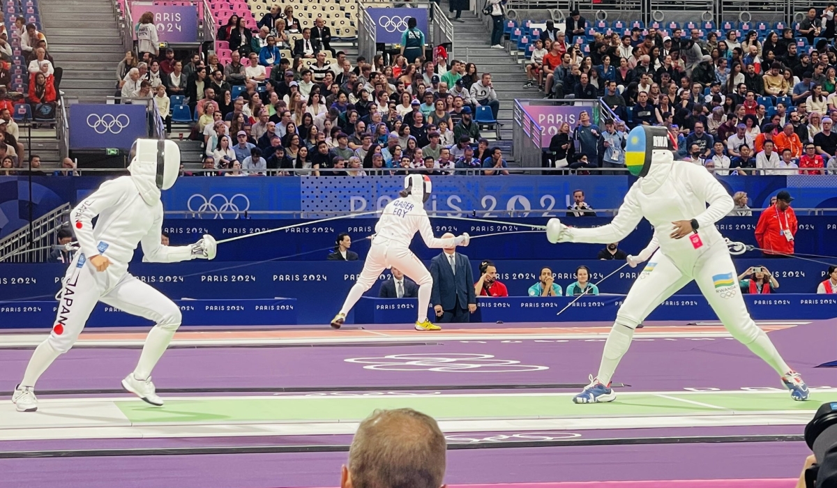 Rwandan fencer Uwihoreye Tufaha lost her preliminary round match in the Women&#039;s Épée category with a score of 15-7 against Miho Yoshimura of Japan. Courtesy