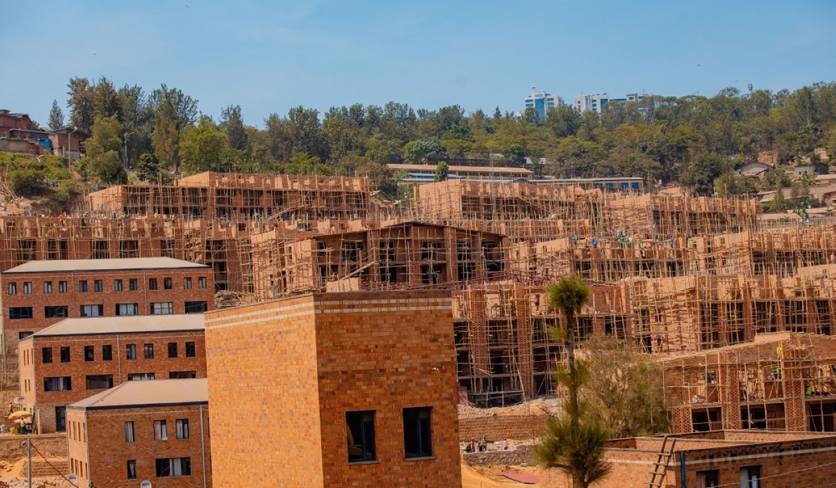 A landscape view of the ongoing construction works of Mpazi Rehousing Project to accomodate residents who live nearby Mpazi drainage in Nyarugenge. Courtesy