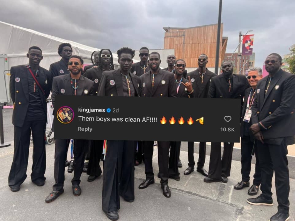 South Sudan Basketball team were dressed in Moshions&#039; custom made fits during the opening ceremony of Paris 2024 Olympics on Friday, July 26-courtesy