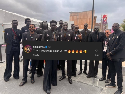 South Sudan Basketball team were dressed in Moshions&#039; custom made fits during the opening ceremony of Paris 2024 Olympics on Friday, July 26-courtesy