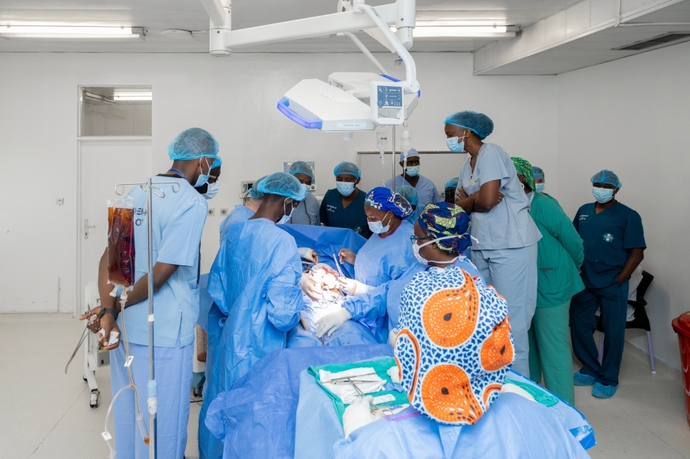 Rwandan surgeons together with American surgeons carry out a transplant surgery on a patient at King Faisal Hospital  in May 2023. Courtesy