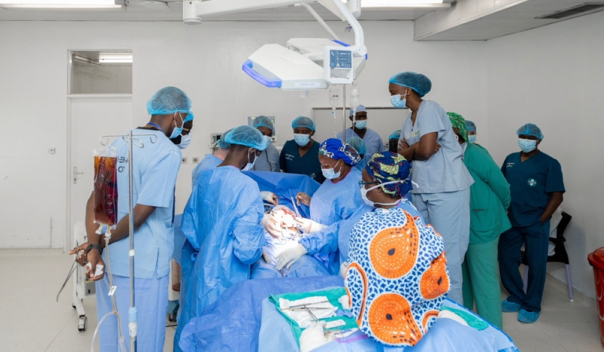 Rwandan surgeons together with American surgeons carry out a transplant surgery on a patient at King Faisal Hospital  in May 2023. Courtesy