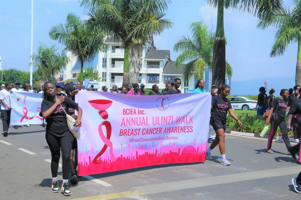 Participants during awareness campaign on breast cancer during Kigal Car Free Day. Photo by Craish BAHIZI