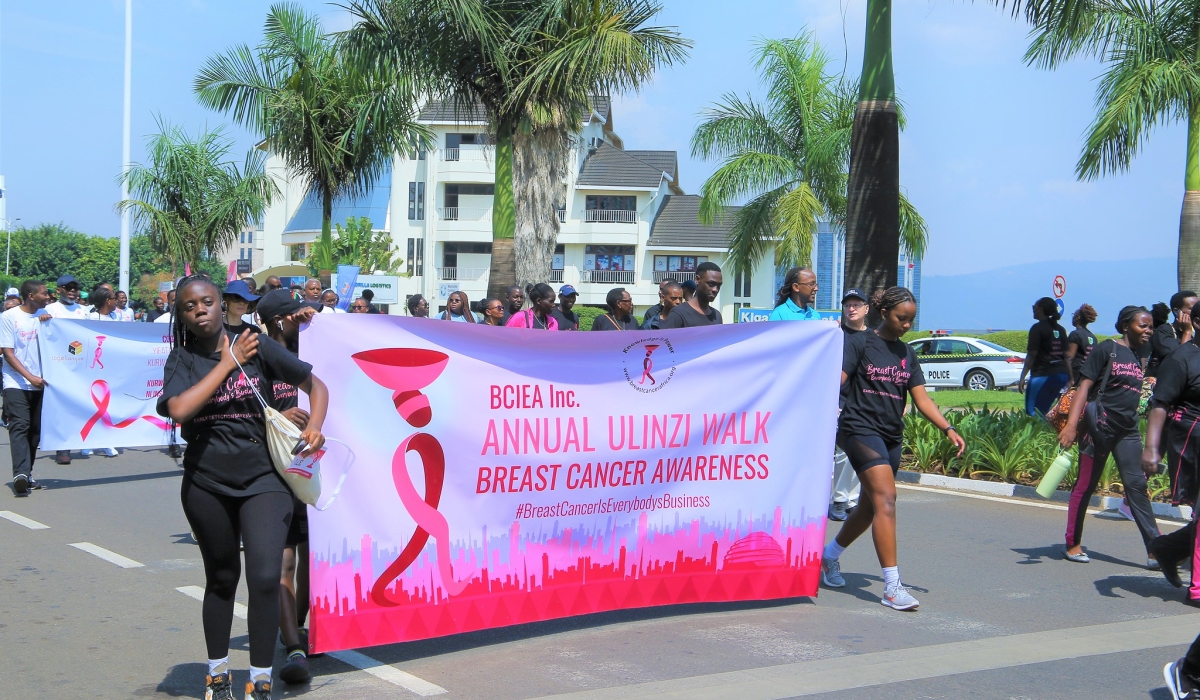 Participants during awareness campaign on breast cancer during Kigal Car Free Day. Photo by Craish BAHIZI