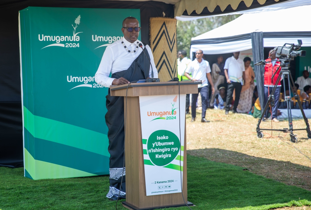 Minister of National Unity and Civic Engagement, Jean-Damascène Bizimana, addresses the event on Friday, August 2. All photos by Willy Mucyo