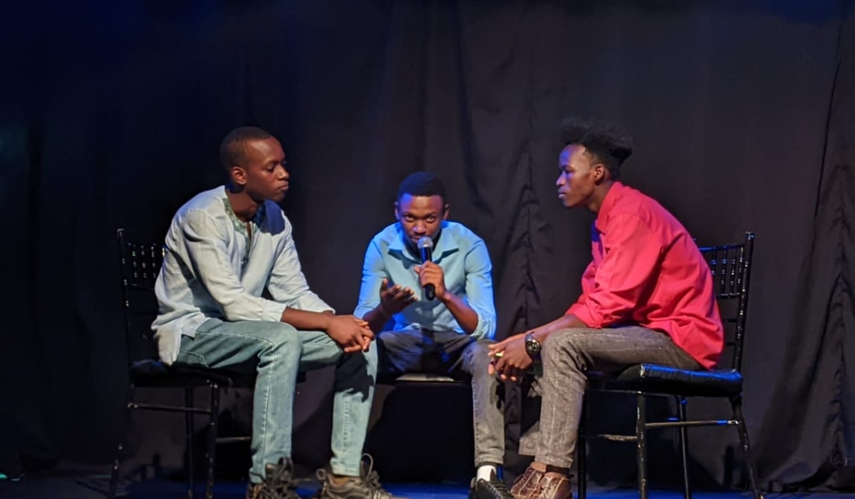 Poets during a performance  at a dazzling celebration of Rwandan culture under the theme of Umuganura through poetry at L&#039;espace. Courtesy