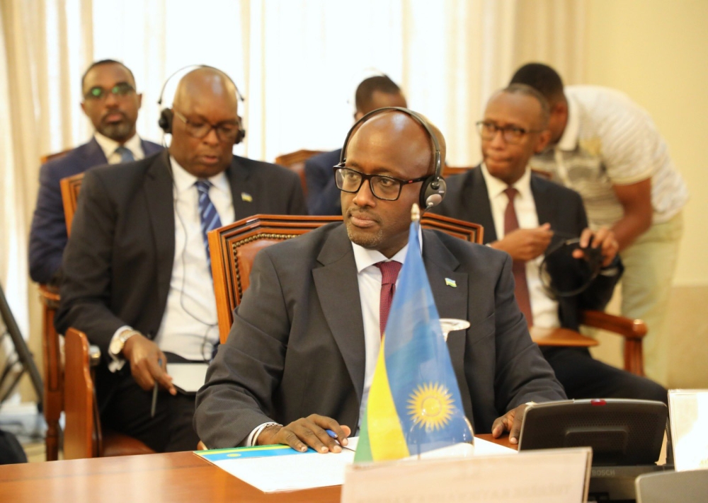 Rwanda&#039;s Minister of Foreign Affairs and International Cooperation Olivier Nduhungirehe during the meeting in Luanda on Tuesday July 30