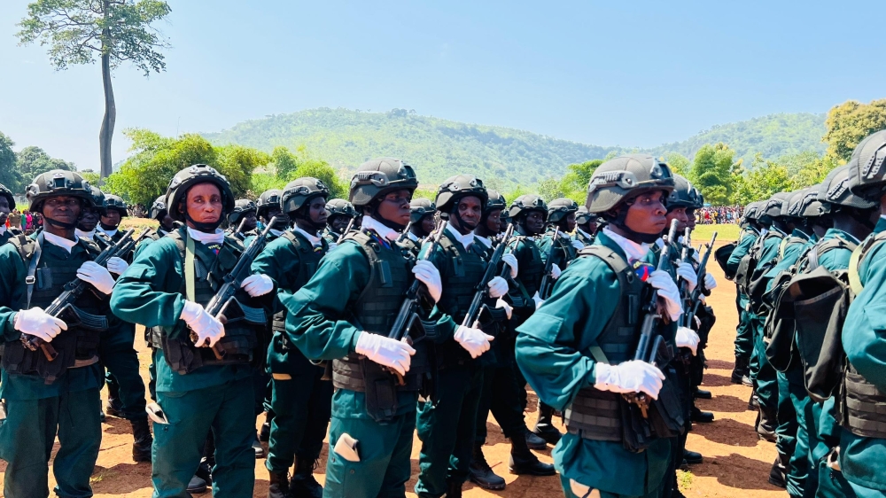 Some of the 634 Central African Armed Forces (FACA) soldiers trained by the Rwanda Defence Force (RDF), during the graduation ceremony in Bangui on Monday, August 5. Photos by Davis Higiro