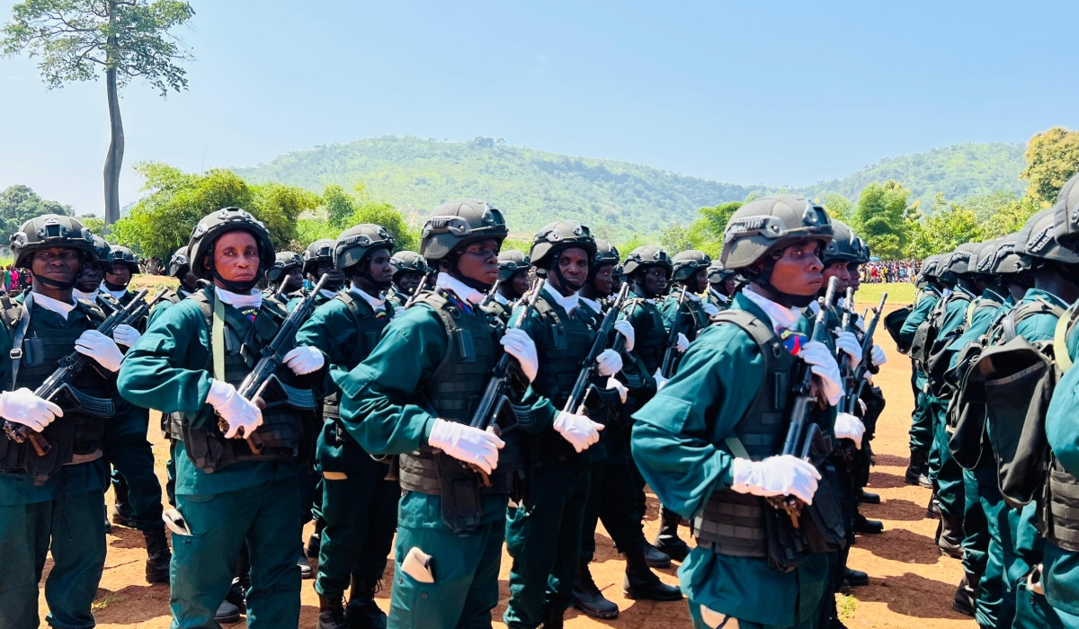 Some of the 634 Central African Armed Forces (FACA) soldiers trained by the Rwanda Defence Force (RDF), during the graduation ceremony in Bangui on Monday, August 5. Photos by Davis Higiro