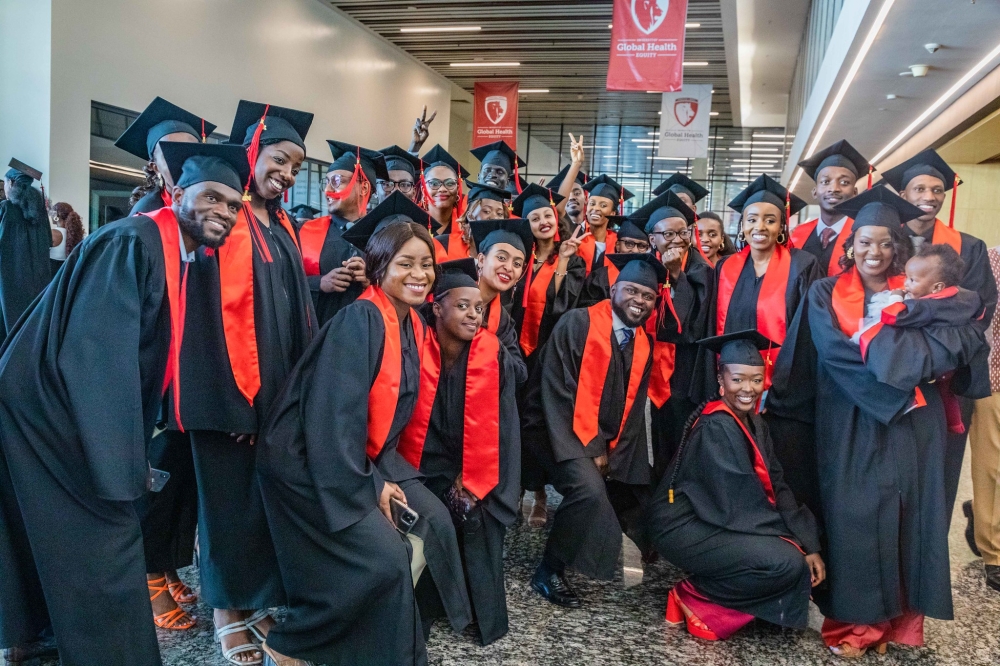 Some of the 54 students from 16 countries who graduated from the University of Global Health Equity, during its ninth Master of Science in Global Health Delivery (MGHD)  graduation on Sunday, August 4. Photos by Craish Bahizi